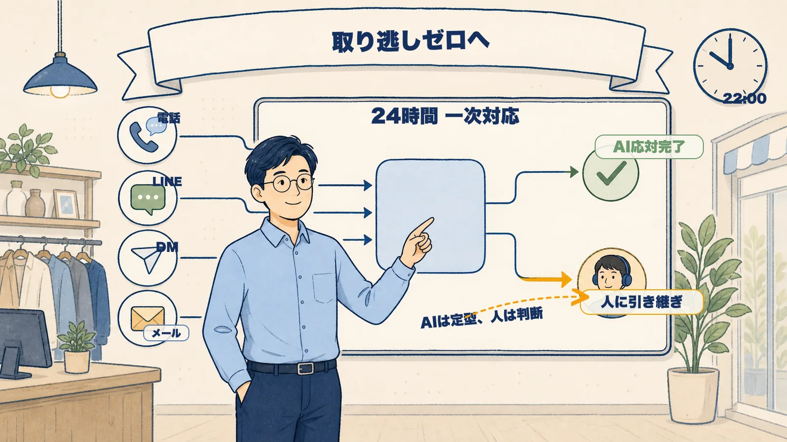 予約・問い合わせをAI一次対応で24時間受ける|取りこぼしを減らす業態別設計